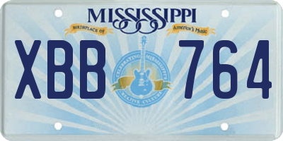 MS license plate XBB764