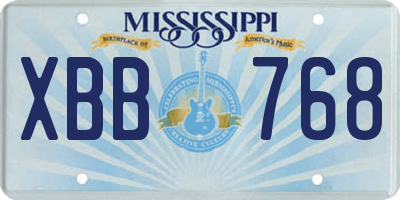 MS license plate XBB768