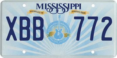 MS license plate XBB772