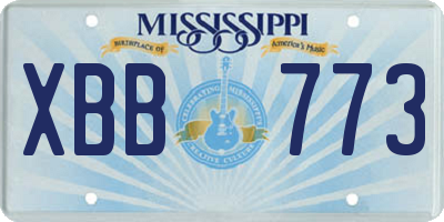 MS license plate XBB773