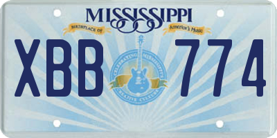 MS license plate XBB774