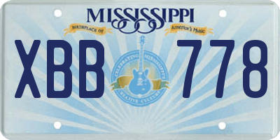 MS license plate XBB778