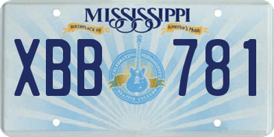 MS license plate XBB781