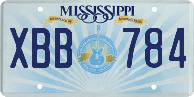 MS license plate XBB784
