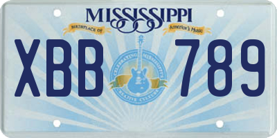 MS license plate XBB789