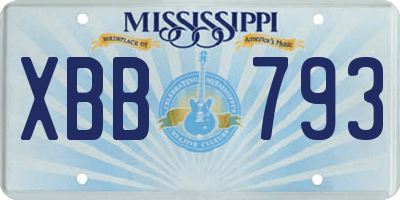 MS license plate XBB793
