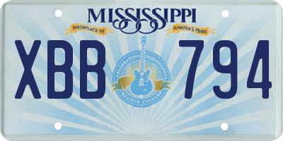 MS license plate XBB794