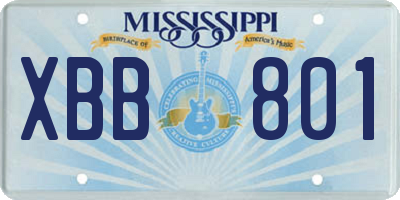 MS license plate XBB801