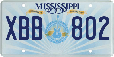 MS license plate XBB802