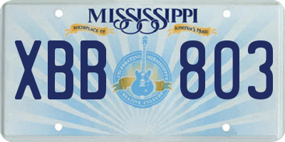 MS license plate XBB803