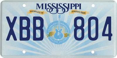 MS license plate XBB804