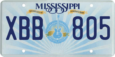MS license plate XBB805