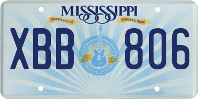 MS license plate XBB806