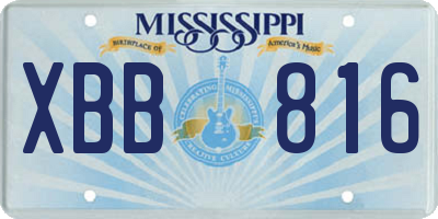 MS license plate XBB816