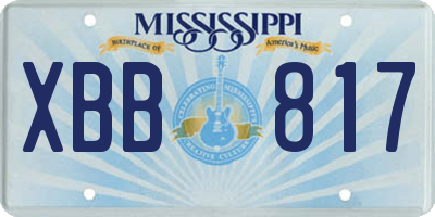 MS license plate XBB817