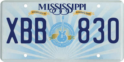 MS license plate XBB830