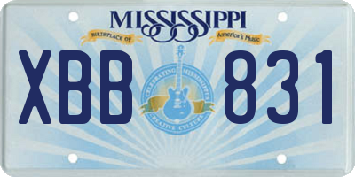 MS license plate XBB831