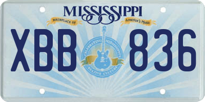 MS license plate XBB836