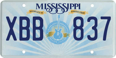 MS license plate XBB837