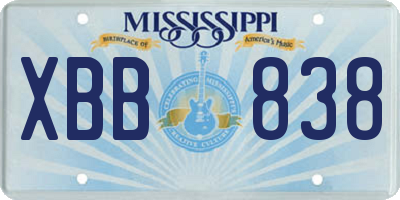 MS license plate XBB838