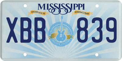 MS license plate XBB839