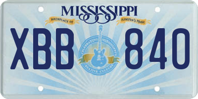MS license plate XBB840