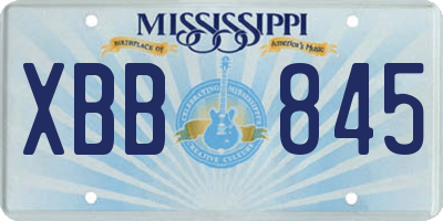 MS license plate XBB845
