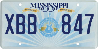MS license plate XBB847