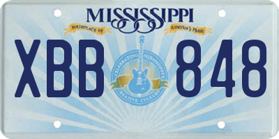MS license plate XBB848