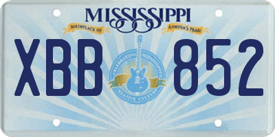 MS license plate XBB852