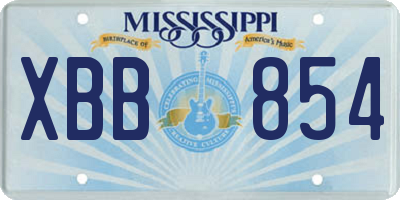 MS license plate XBB854