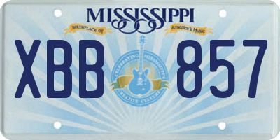 MS license plate XBB857