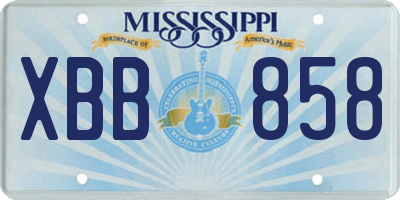 MS license plate XBB858