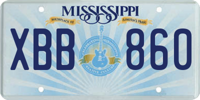 MS license plate XBB860