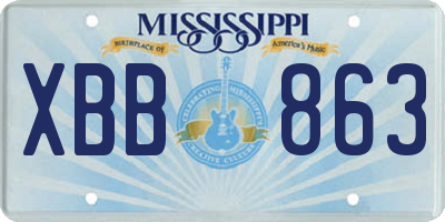MS license plate XBB863