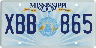 MS license plate XBB865