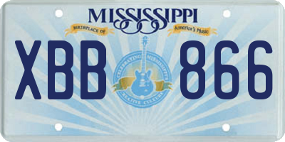 MS license plate XBB866