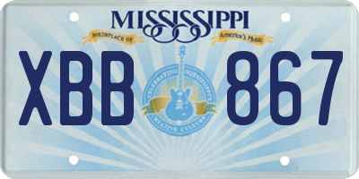 MS license plate XBB867