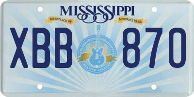MS license plate XBB870