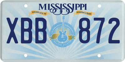 MS license plate XBB872