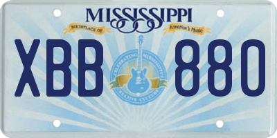 MS license plate XBB880