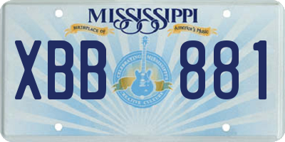MS license plate XBB881