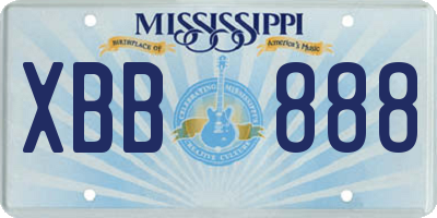 MS license plate XBB888