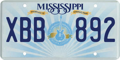 MS license plate XBB892