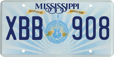 MS license plate XBB908