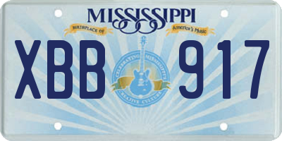 MS license plate XBB917