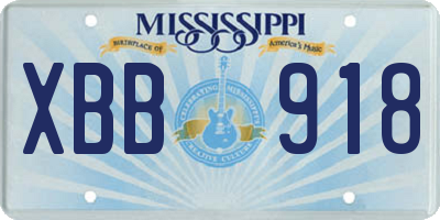 MS license plate XBB918
