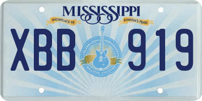 MS license plate XBB919