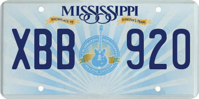 MS license plate XBB920