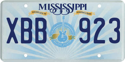 MS license plate XBB923
